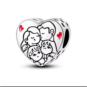 S925 Silver Family Love Heart Charm – Universal Fit for Popular Brand